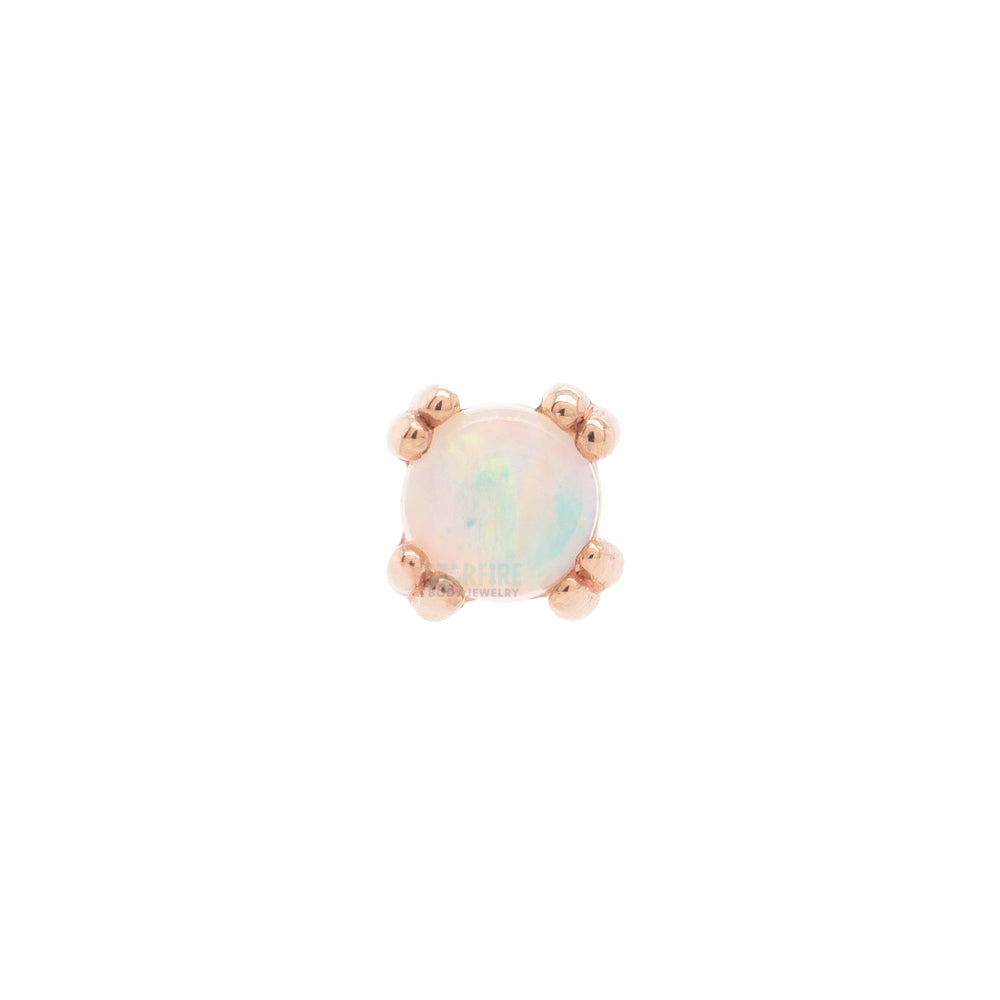 Genuine White Opal Cabochon Nostril Screw Prong Set in Gold