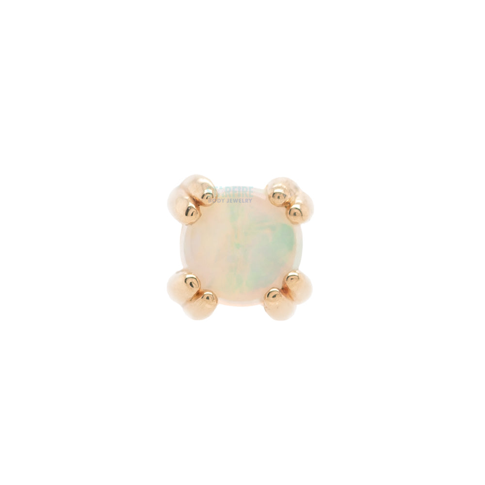 Genuine White Opal Cabochon Prong Set Nostril Screw in Gold & Platinum