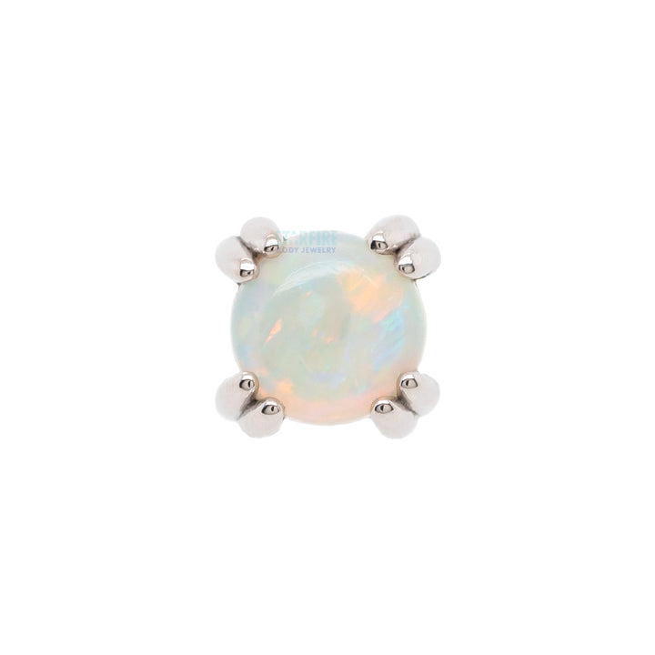 Genuine White Opal Cabochon Prong Set Threaded End in Gold & Platinum
