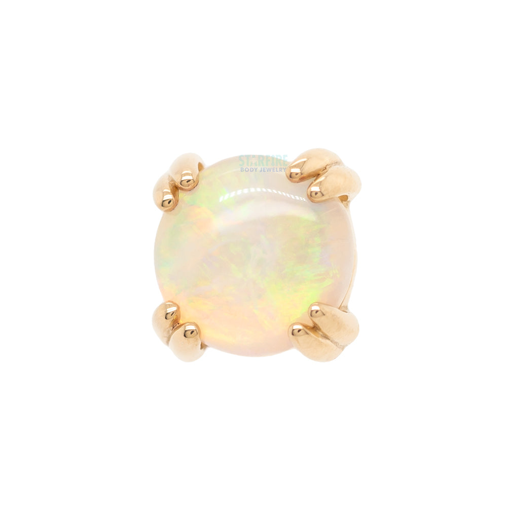 threadless: Genuine White Opal Cabochon Prong Set Pin in Gold & Platinum