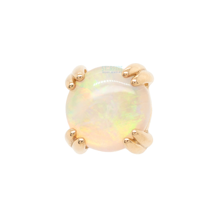 threadless: Genuine White Opal Cabochon Prong Set Pin in Gold & Platinum