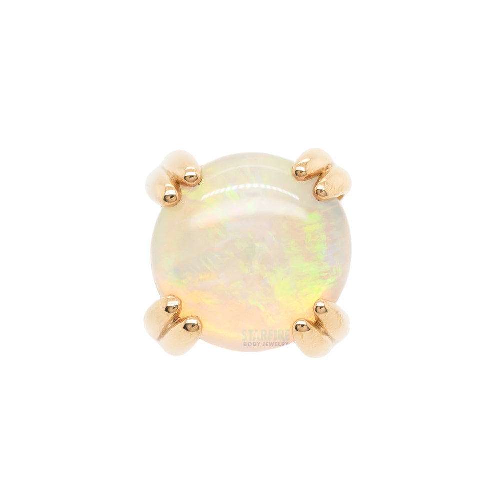 threadless: Genuine White Opal Cabochon Prong Set Pin in Gold & Platinum
