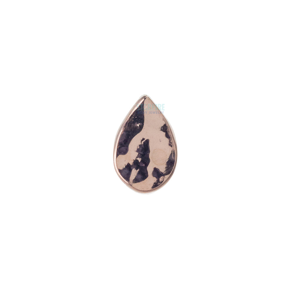 Flat Teardrop HAMMERED FINISH Threaded End in Gold