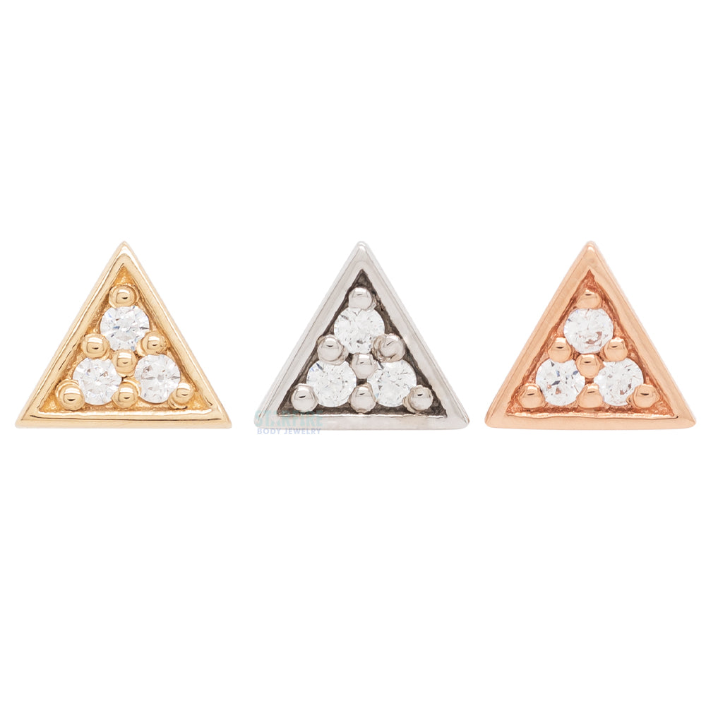 Micro Pave Triangle Nostril Screw in Gold with White CZ's