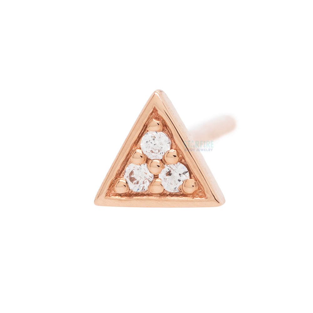 Micro Pave Triangle Nostril Screw in Gold with White CZ's