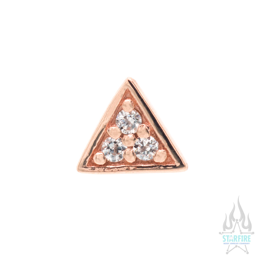 Micro Pave Triangle Threaded End in Gold with White CZ's