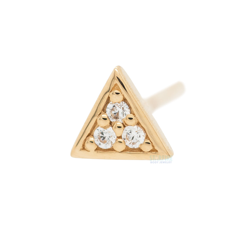 Micro Pave Triangle Nostril Screw in Gold with White CZ's