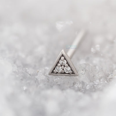 Micro Pave Triangle Nostril Screw in Gold with White CZ's