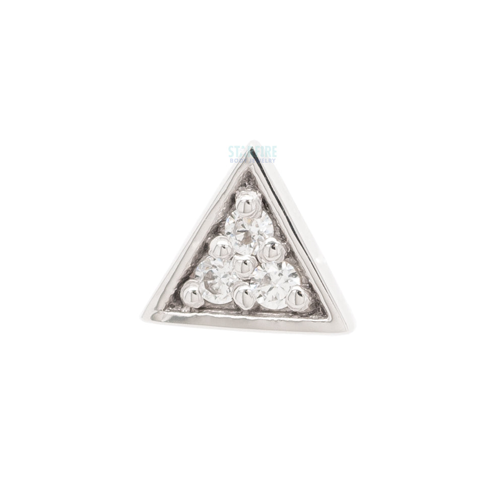Micro Pave Triangle Threaded End in Gold with White CZ's
