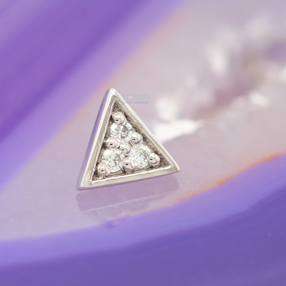 Micro Pave Triangle Threaded End in Gold with White CZ's