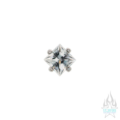 2mm Prong-Set Threaded End with Square Princess Star-Cut Faceted Gem
