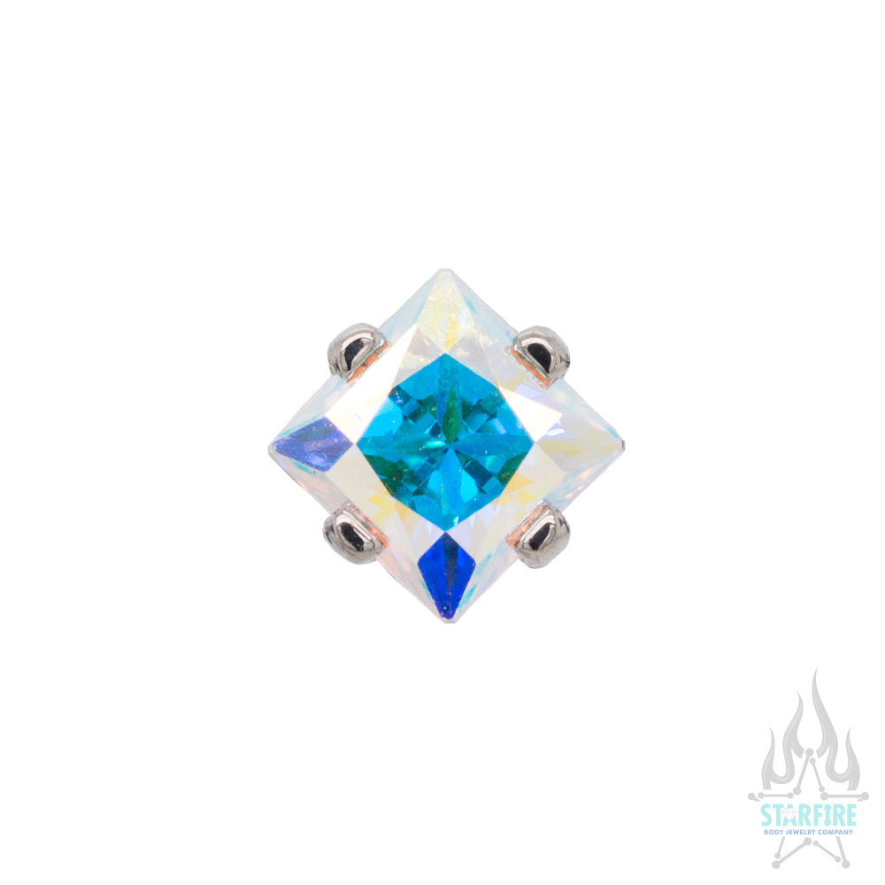 3mm Prong-Set Threaded End with Square Princess Star-Cut Faceted Gem