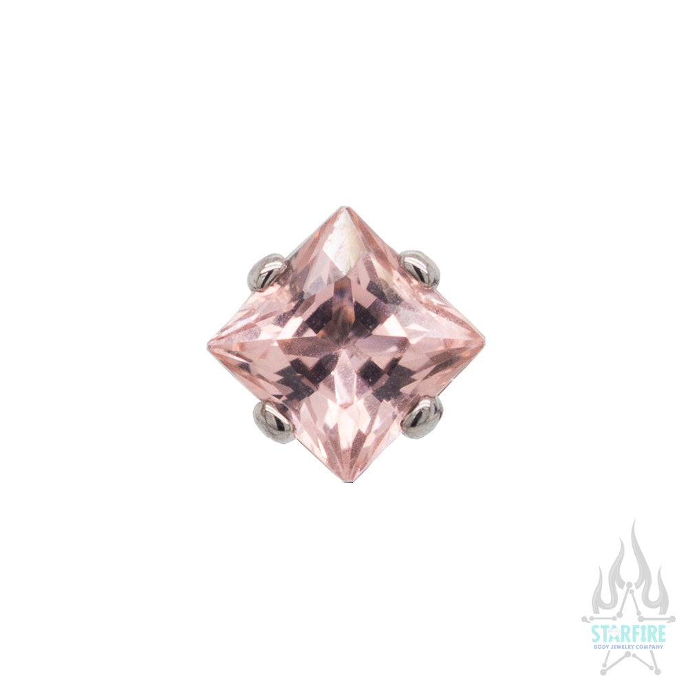 3mm Prong-Set Threaded End with Square Princess Star-Cut Faceted Gem