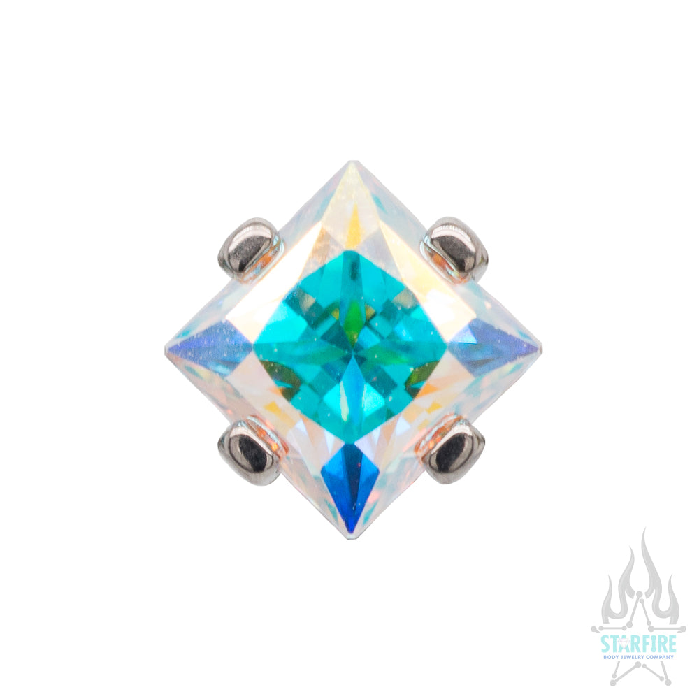 4mm Prong-Set Threaded End with Square Princess Star-Cut Faceted Gem