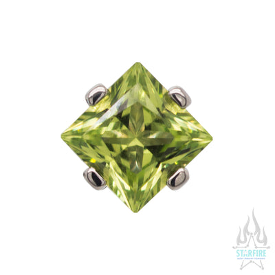 4mm Prong-Set Threaded End with Square Princess Star-Cut Faceted Gem