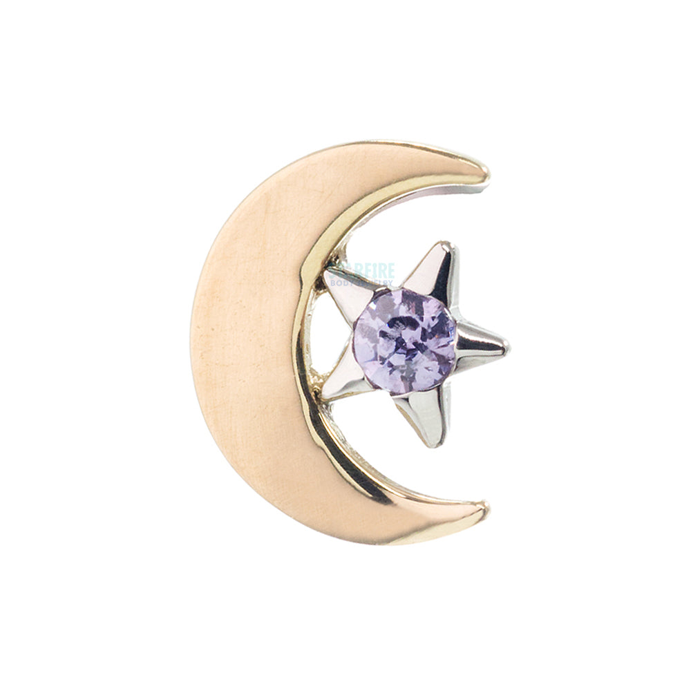 threadless: Moon End in Gold with Brilliant-Cut Gemmed Star in White Gold