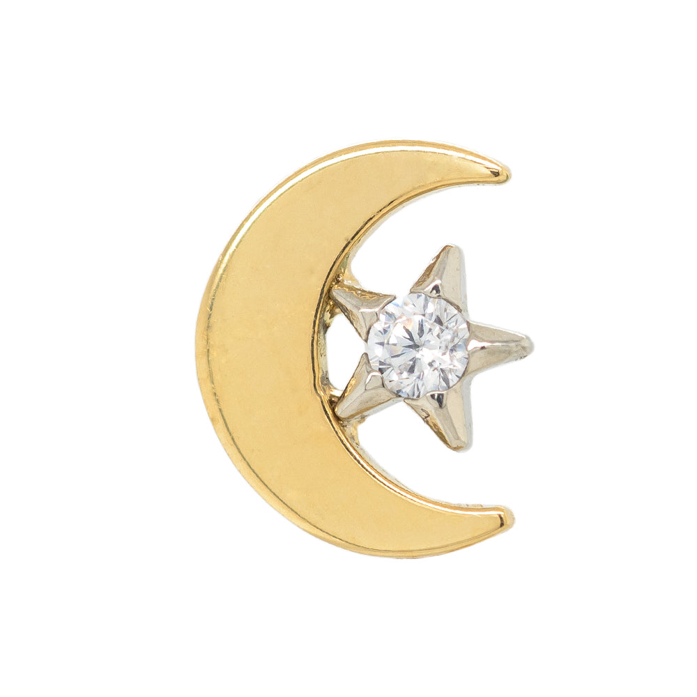 threadless: Moon End in Gold with Brilliant-Cut Gemmed Star in White Gold