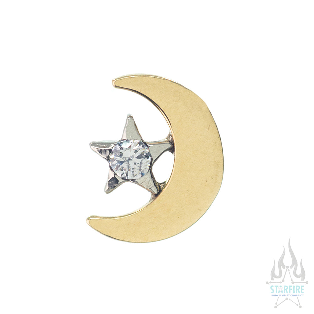 threadless: Moon End in Gold with Brilliant-Cut Gemmed Star in White Gold