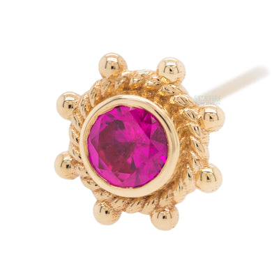 Indian Wheel Nostril Screw in Gold with Ruby