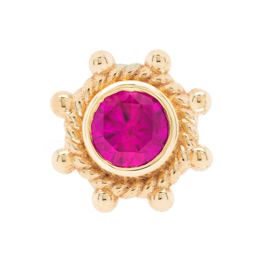 Indian Wheel Nostril Screw in Gold with Ruby
