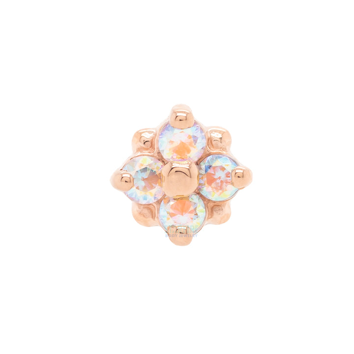 "Reema" Threaded End in Gold & Platinum with Mercury Mist Topaz'