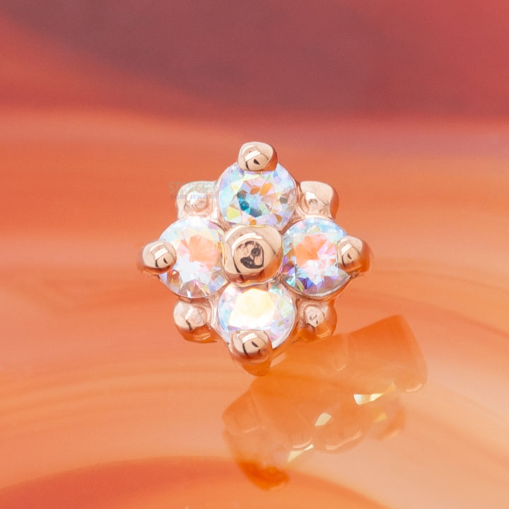 "Reema" Threaded End in Gold & Platinum with Mercury Mist Topaz'