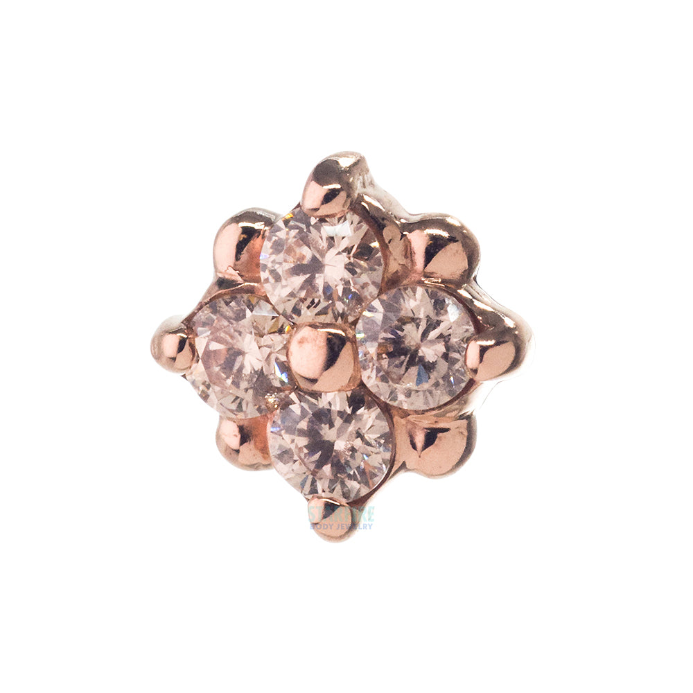 "Reema" Threaded End in Gold & Platinum with Champagne CZ's