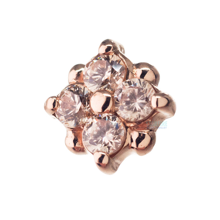 "Reema" Threaded End in Gold & Platinum with Champagne CZ's