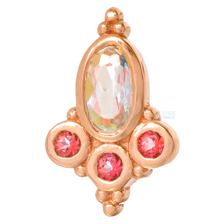"Sarai Oval" Threaded End in Gold with Mercury Mist Topaz & Pink Topaz'