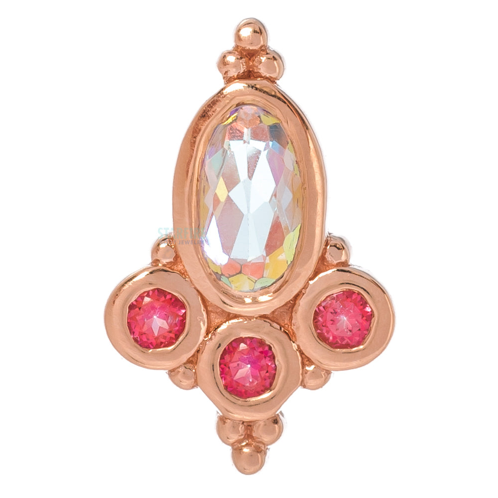 "Sarai Oval" Threaded End in Gold with Mercury Mist Topaz & Pink Topaz'