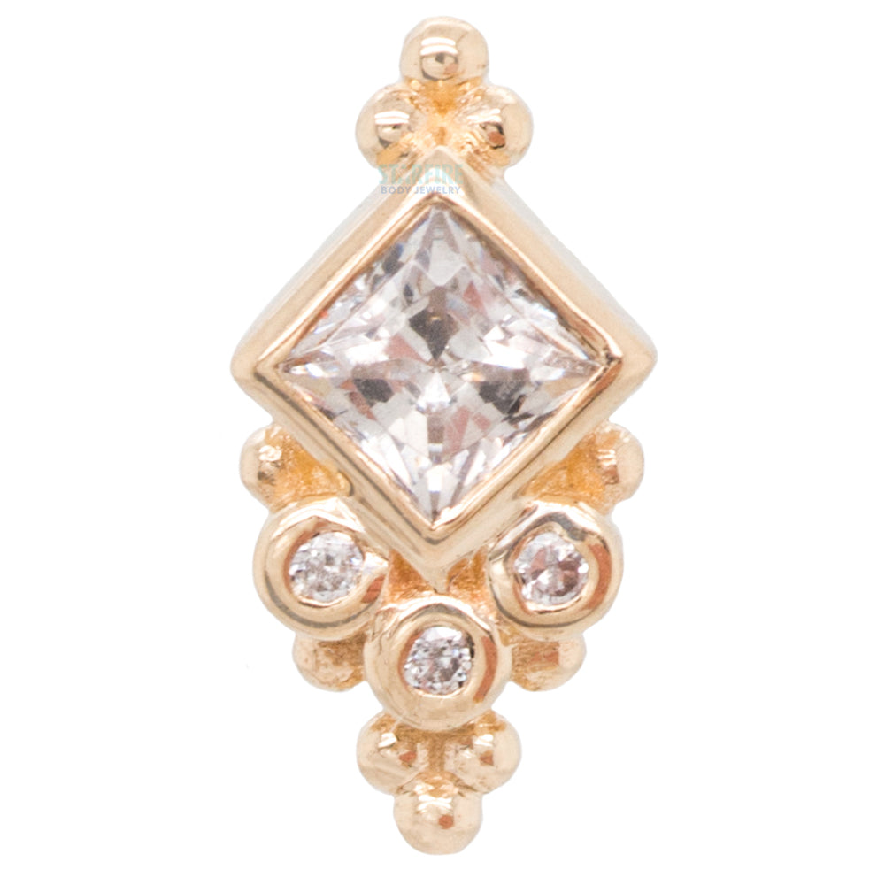 "Sarai Princess" Threaded End in Gold & Platinum with White CZ's