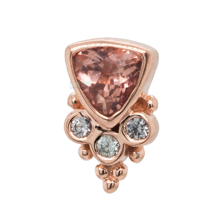 "Sarai Trillion" Threaded End in Gold with Oregon Sunstone & Grey Sapphire's