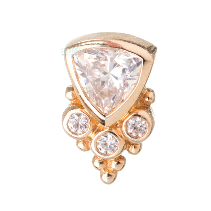 "Sarai Trillion" Threaded End in Gold with White CZ's