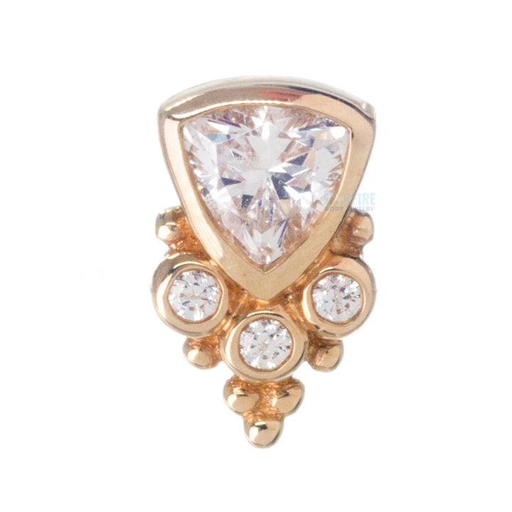 "Sarai Trillion" Threaded End in Gold with White CZ's