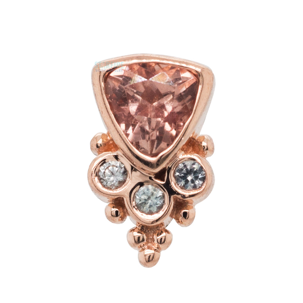 "Sarai Trillion" Threaded End in Gold with Oregon Sunstone & Grey Sapphire's