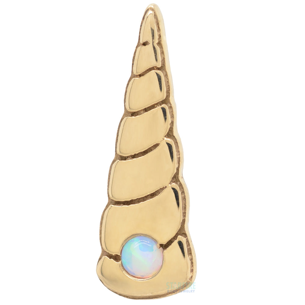 "Unicorn Horn" Threaded End in Gold with Opal