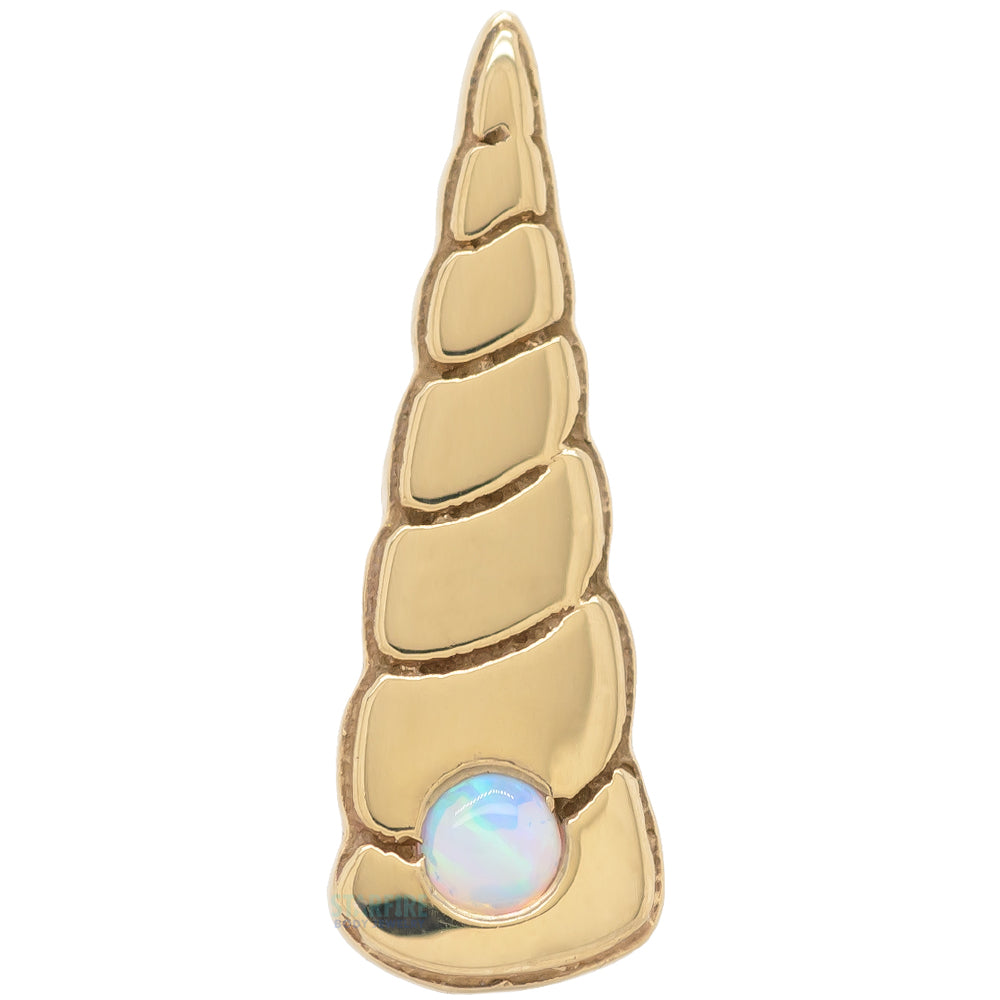 "Unicorn Horn" Threaded End in Gold with Opal