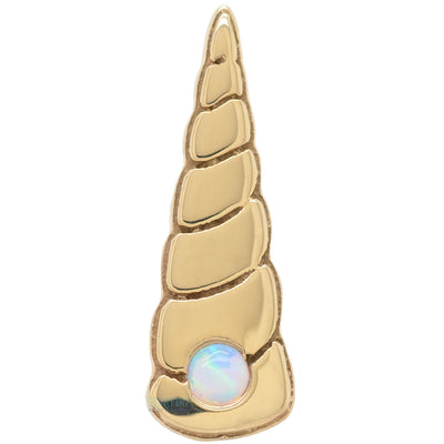 "Unicorn Horn" in Gold with Opal - on flatback