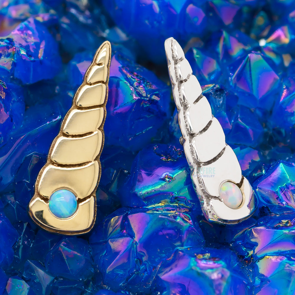 "Unicorn Horn" Threaded End in Gold with Opal