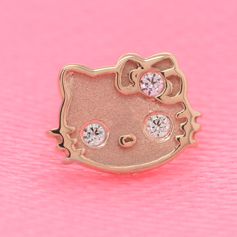 Hello Kitty Threaded End in Gold with White & Pink CZ's