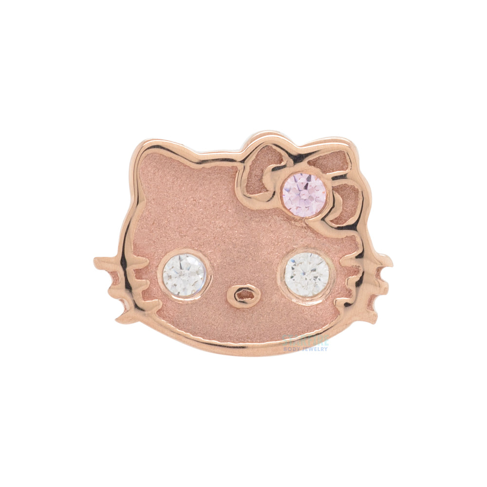 Hello Kitty Threaded End in Gold with White & Pink CZ's