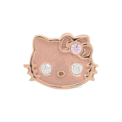 Hello Kitty Threaded End in Gold with White & Pink CZ's