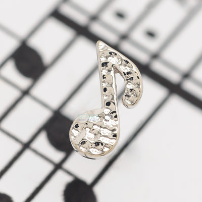 Music Note Threaded End HAMMERED FINISH in Gold