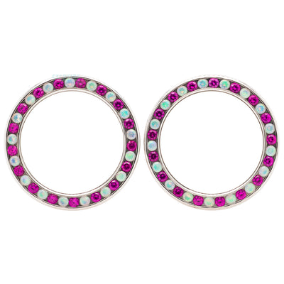 Gemmed Eyelets with Brilliant-Cut Gems - Faceted White Opal & Ruby - custom color combos