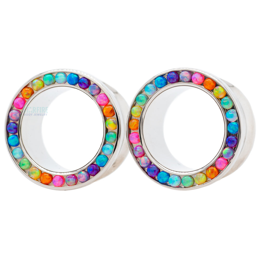Gemmed Eyelets with Cabochon Opals - Rainbow