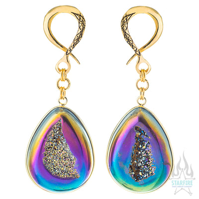 Crossovers with Titanium Coated Druzy Teardrops