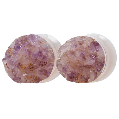 Druzy Rough Amethyst Double Flared Plugs