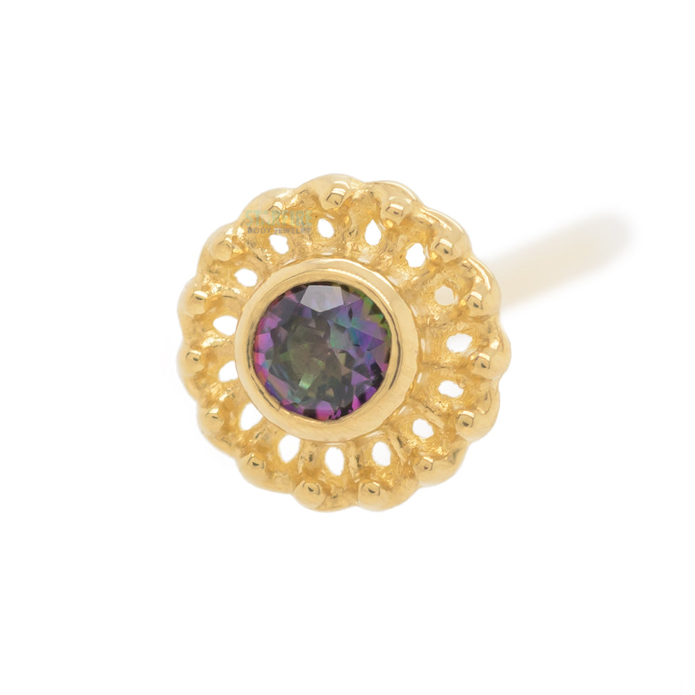 "Virtue" Nostril Screw in Gold with Mystic Topaz