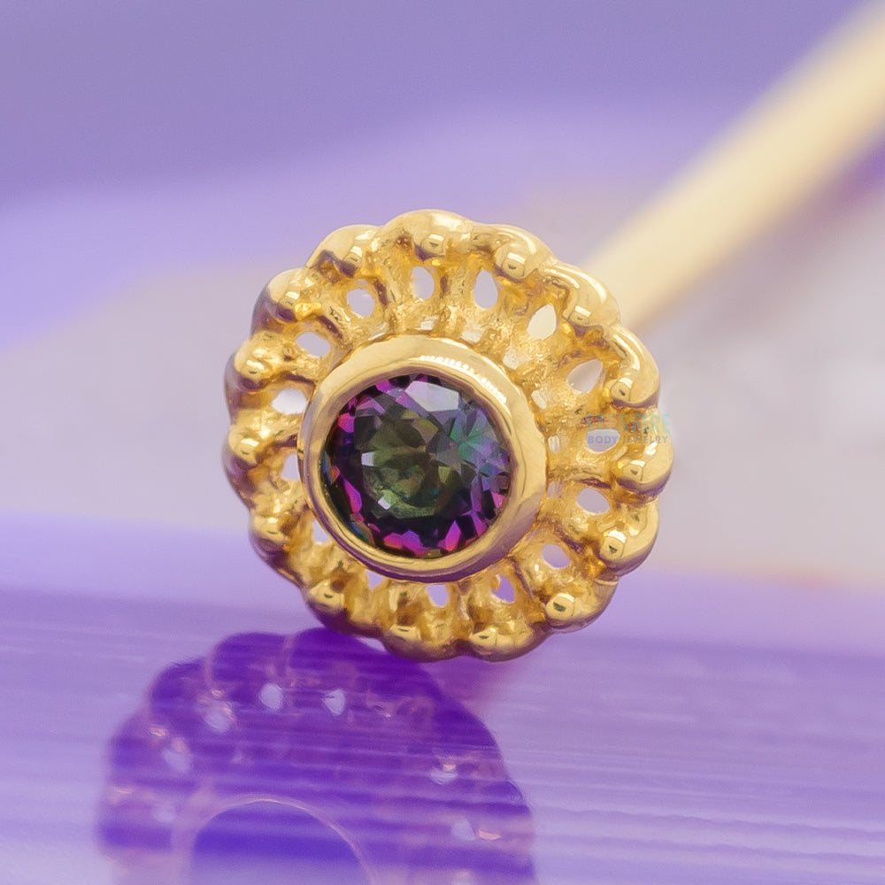 "Virtue" Nostril Screw in Gold with Mystic Topaz