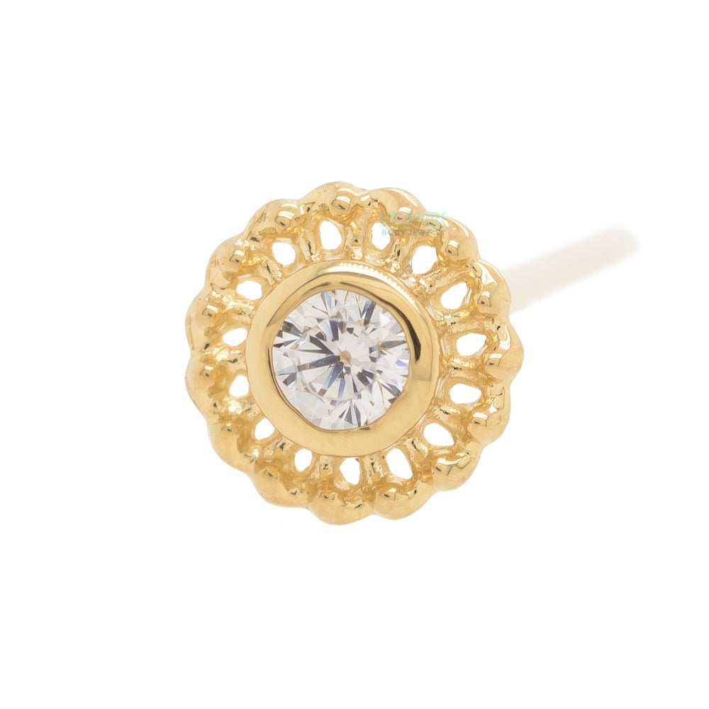 "Virtue" Nostril Screw in Gold with 2mm Brilliant-Cut Gem
